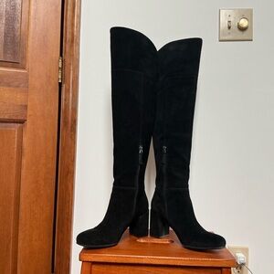 Franco Sarto Pameline Over the Knee Black Suede Boots, Size 6